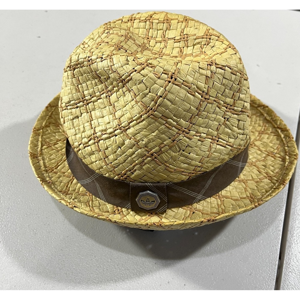 Adidas Straw‎ Fedora Hat One Size Summer Beige Beach Hippie